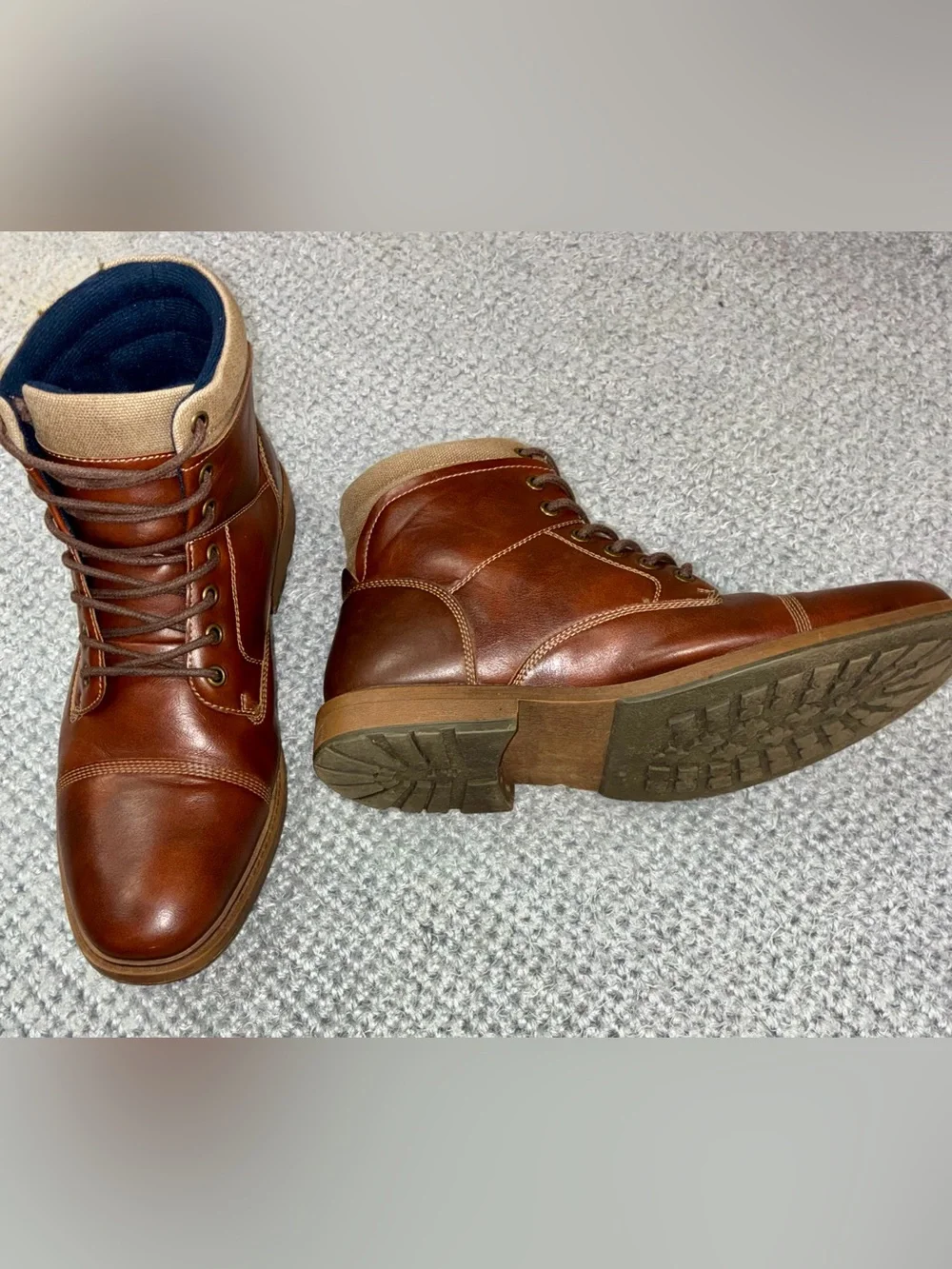Men's Brown Leather Lace-Up Ankle Boots Size 10.5